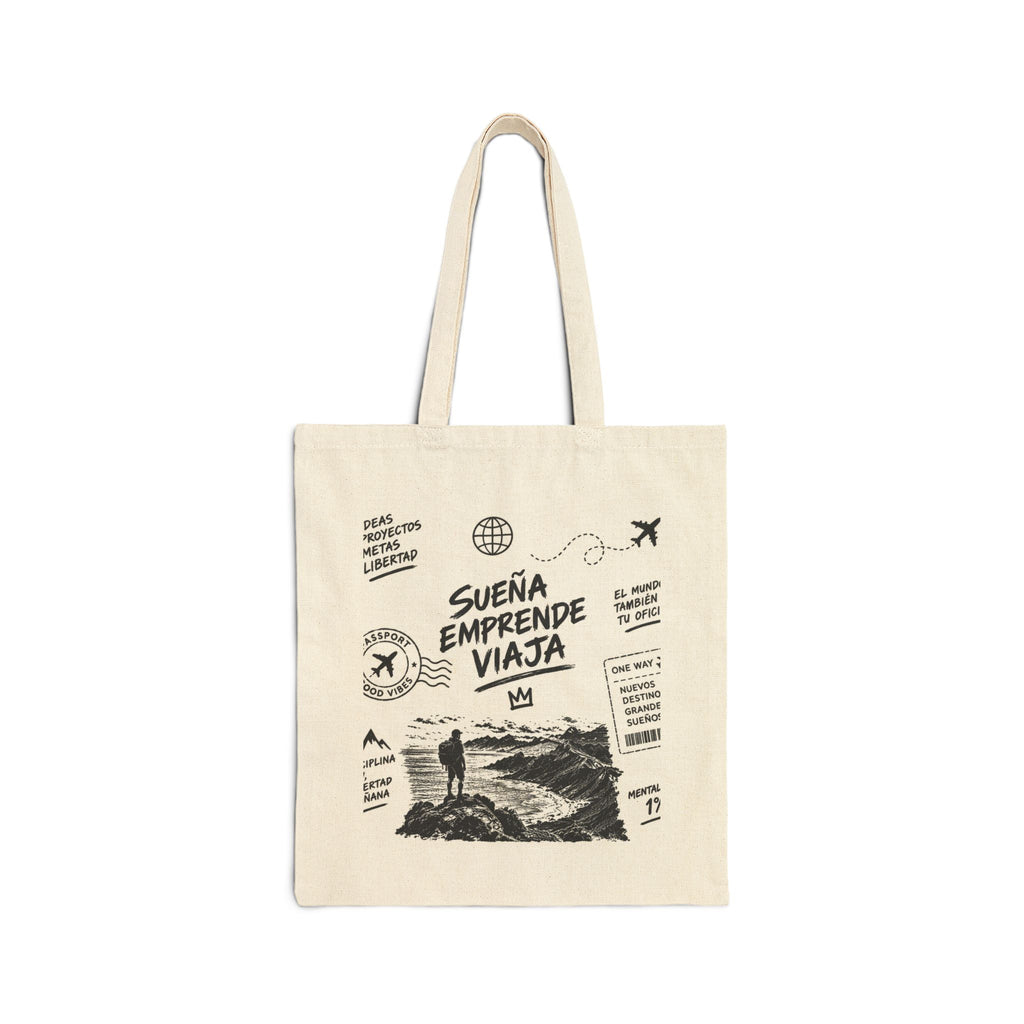 Travel Inspire Cotton Tote — "Sueña Emprende Viaja