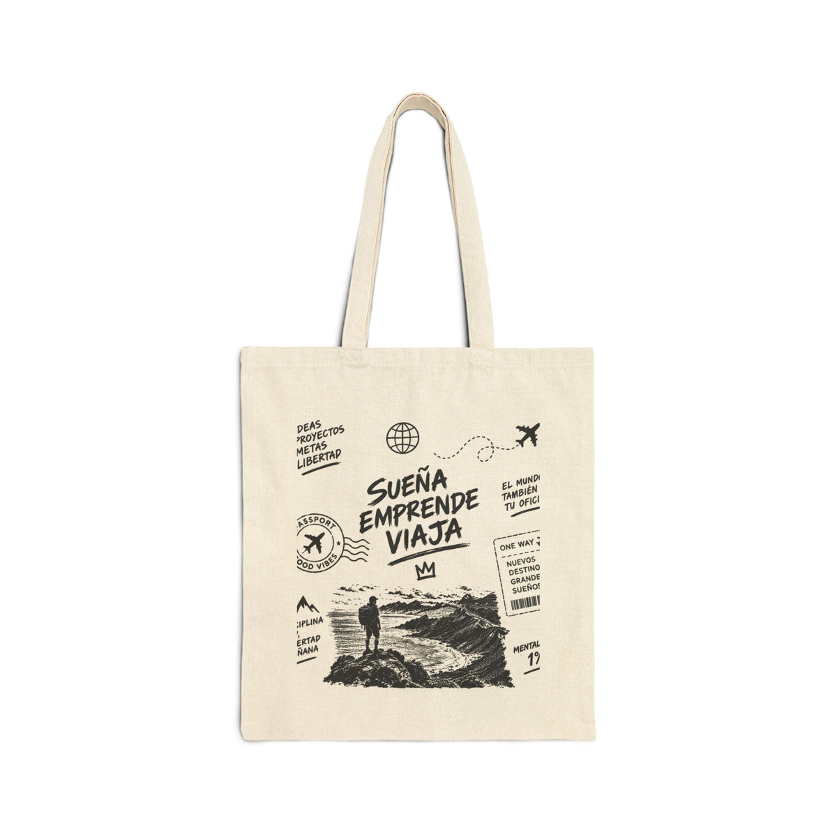 Travel Inspire Cotton Tote — "Sueña Emprende Viaja